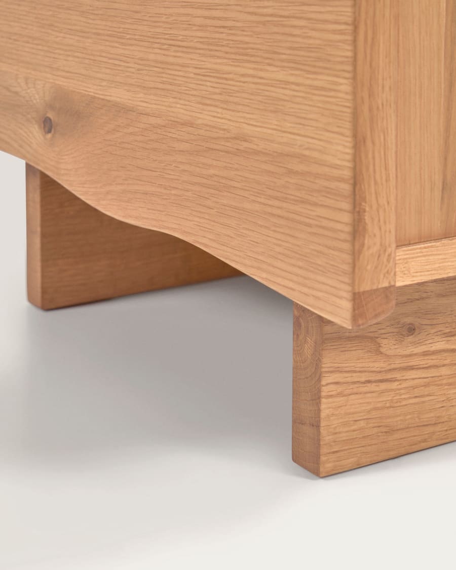 Rasha bedside table with oak veneer with natural finish 49 x 45 cm