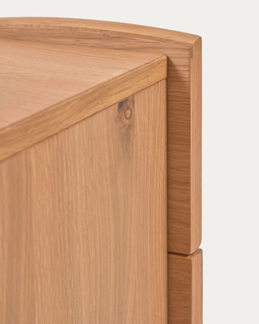 Rasha bedside table with oak veneer with natural finish 49 x 45 cm