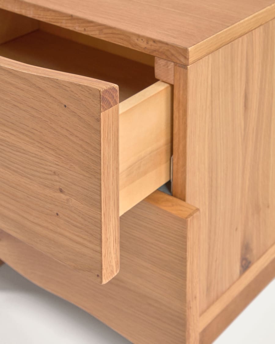 Rasha bedside table with oak veneer with natural finish 49 x 45 cm