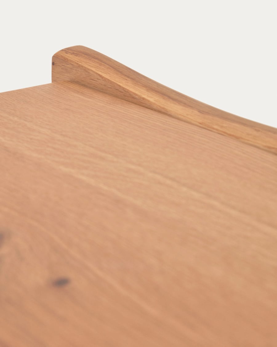 Rasha bedside table with oak veneer with natural finish 49 x 45 cm