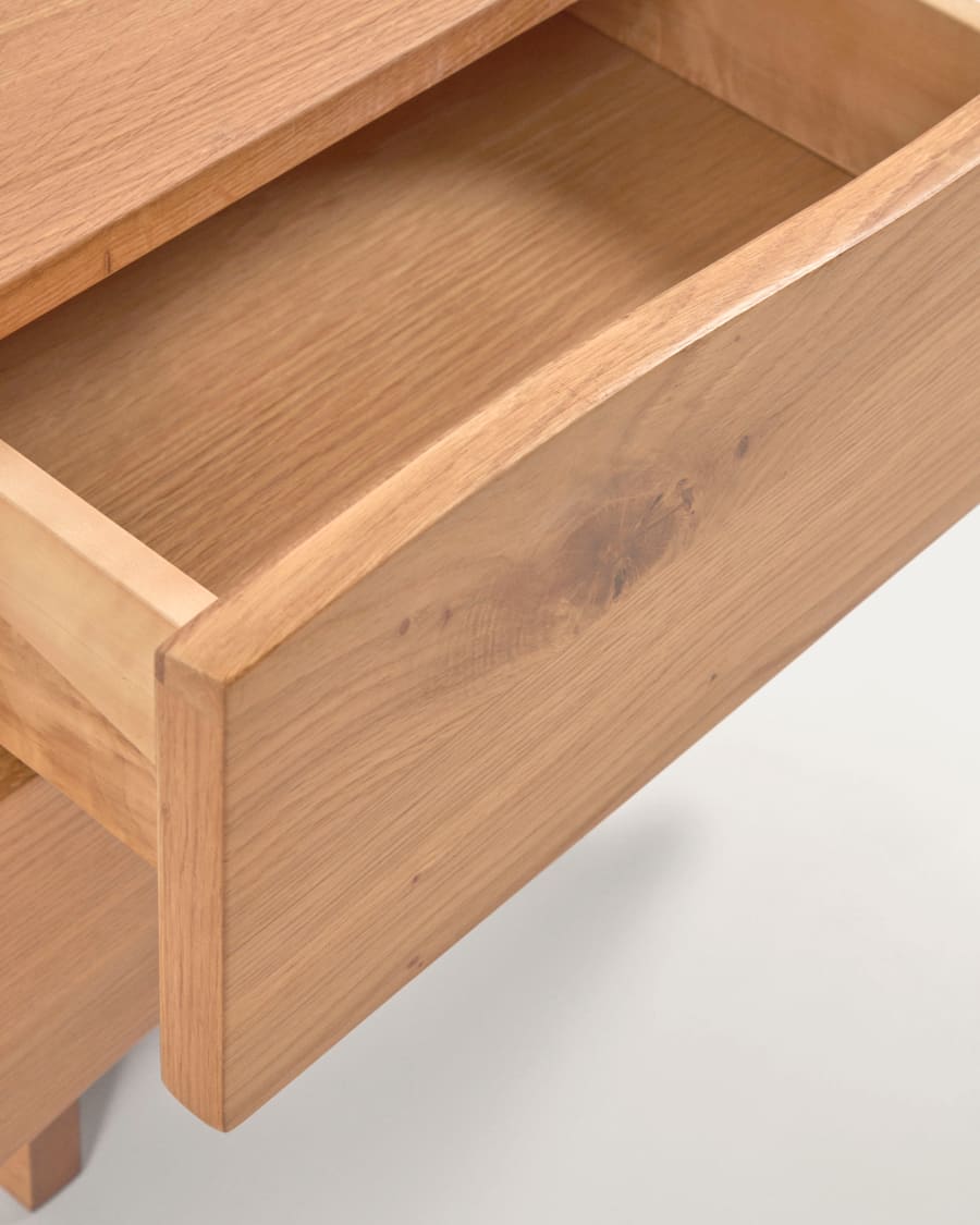 Rasha bedside table with oak veneer with natural finish 49 x 45 cm