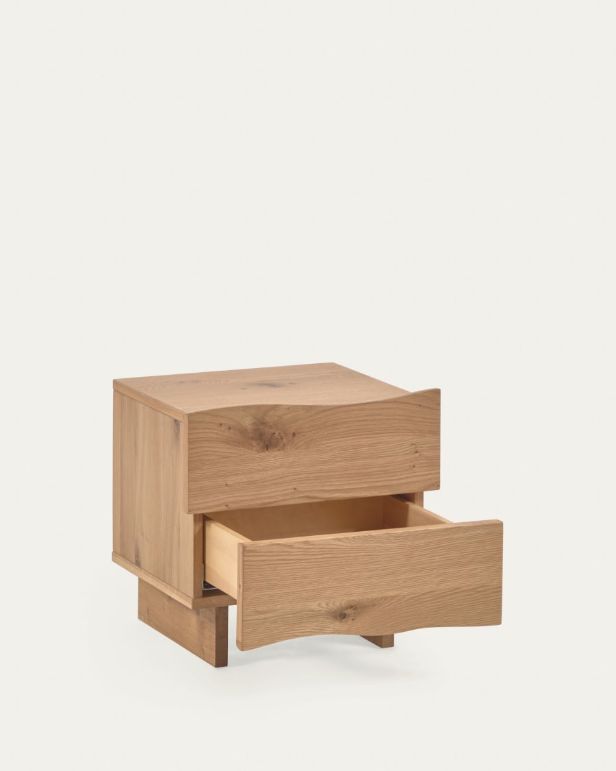 Rasha bedside table with oak veneer with natural finish 49 x 45 cm