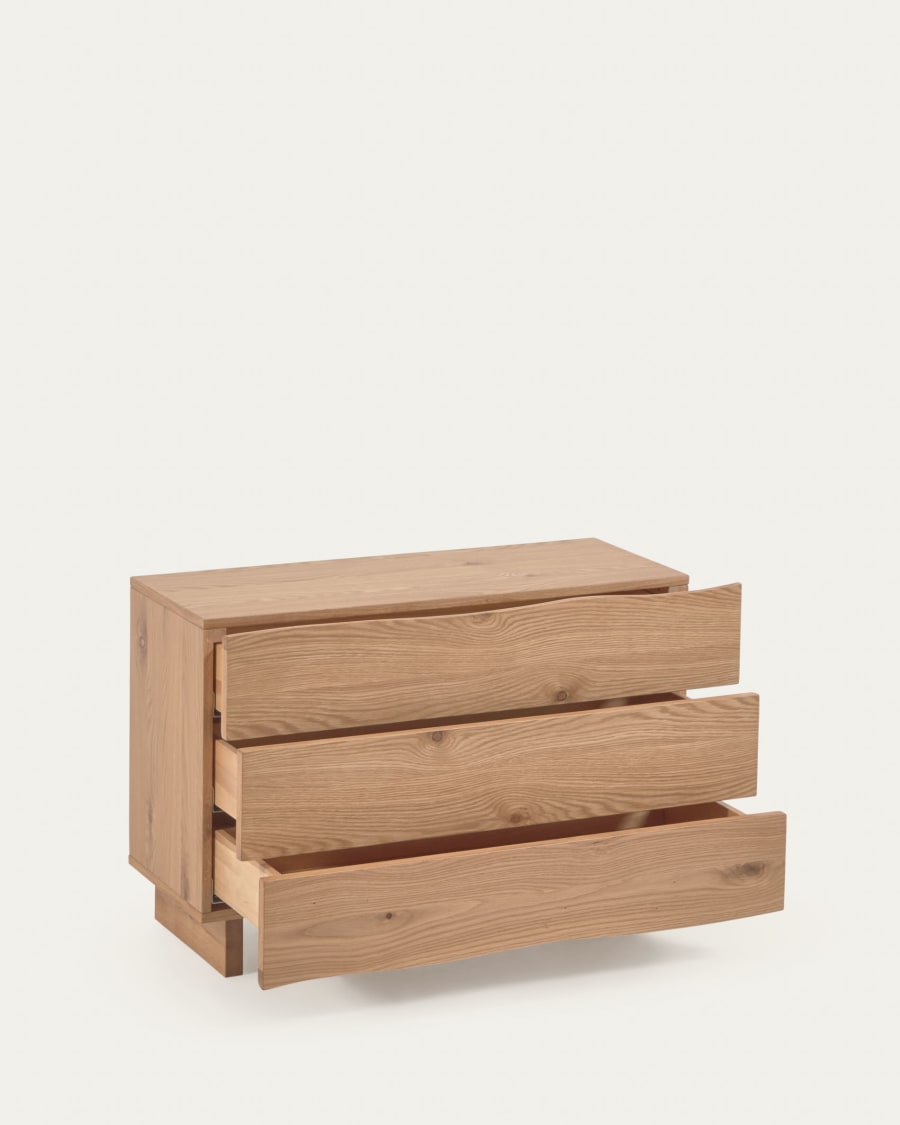 Rasha chest of drawers with oak veneer with natural finish 104 x 73 cm