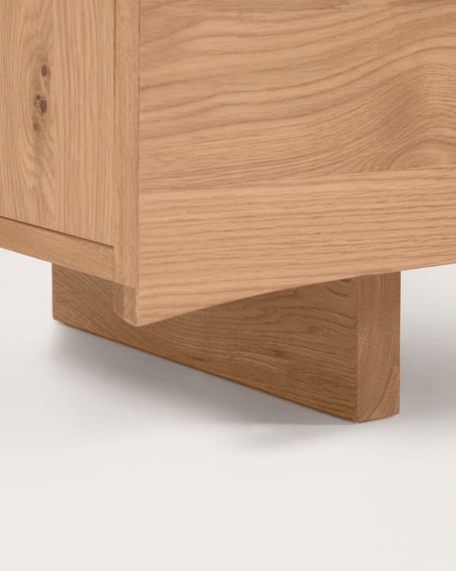 Rasha 4 door TV stand in oak veneer with natural finish, 200 x 45 cm