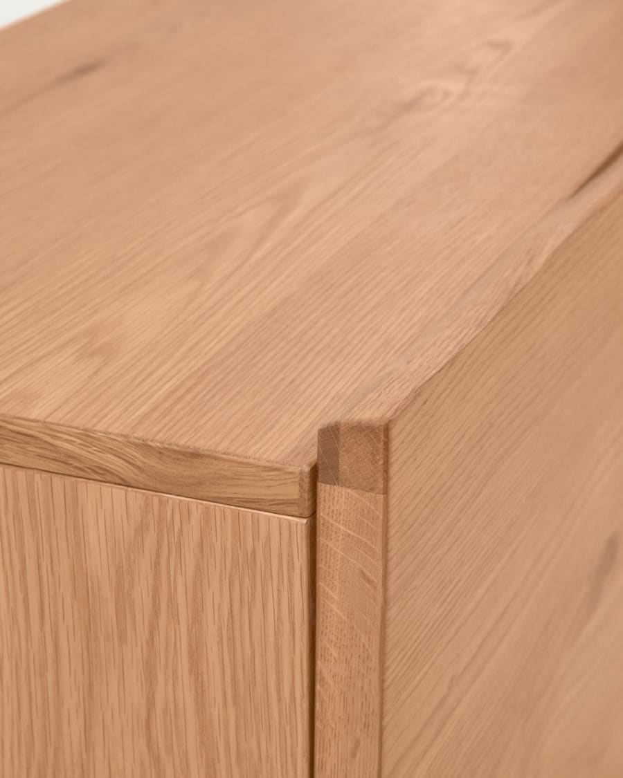 Rasha 4 door TV stand in oak veneer with natural finish, 200 x 45 cm