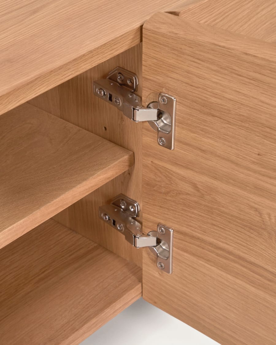 Rasha 4 door TV stand in oak veneer with natural finish, 200 x 45 cm