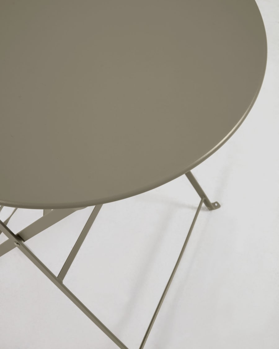 Beryl outdoor set of table and 2 folding chairs in green metal