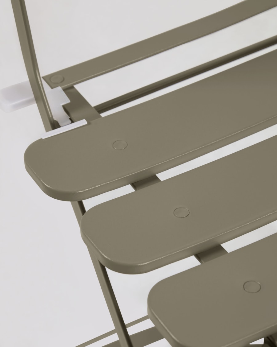 Beryl outdoor set of table and 2 folding chairs in green metal