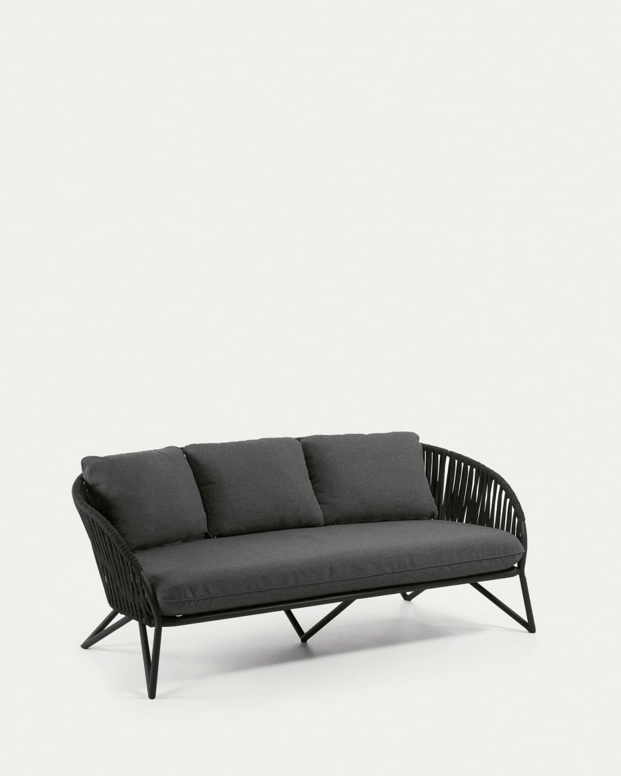 3 seater Branzie sofa in black cord, 180 cm