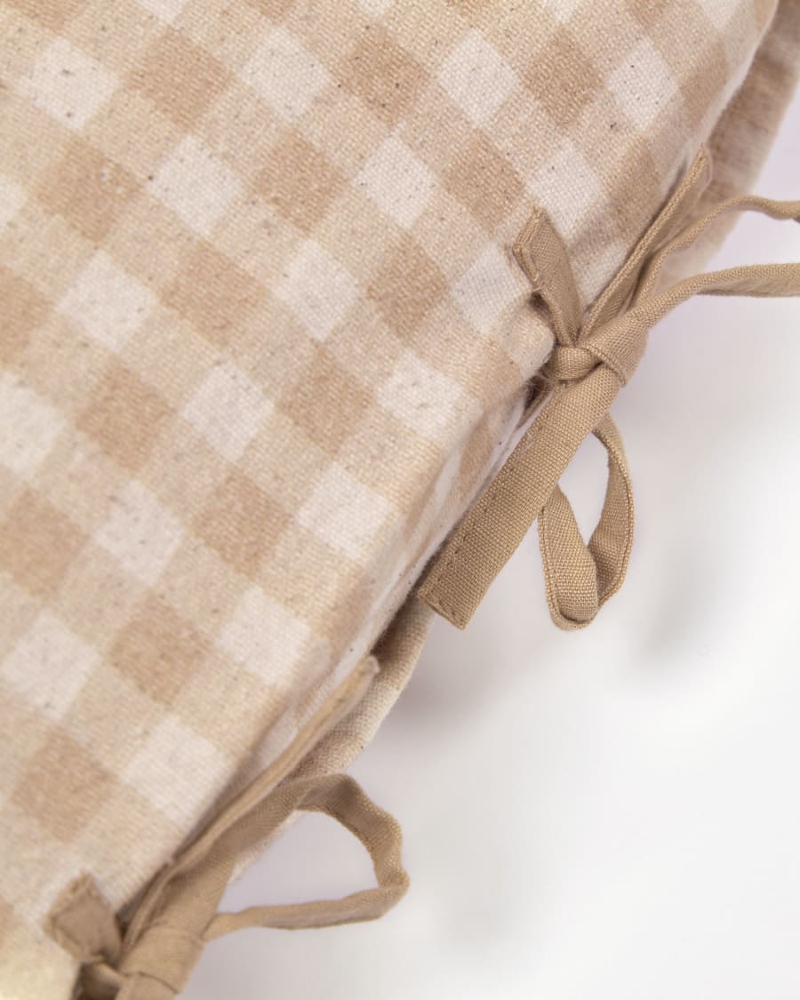 Bigahel cushion cover 100% cotton with beige and white squares 45 x 45 cm