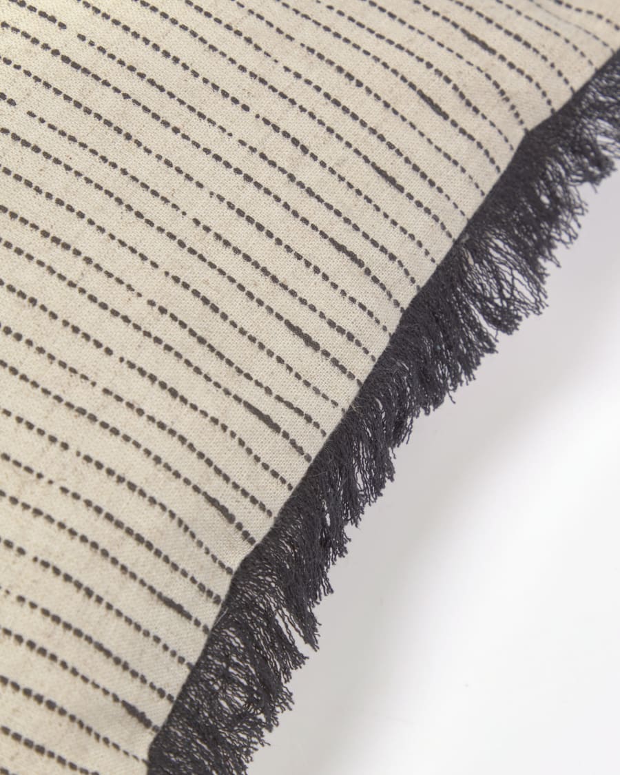Brigida cotton and linen cushion cover in beige and black 30 x 50 cm