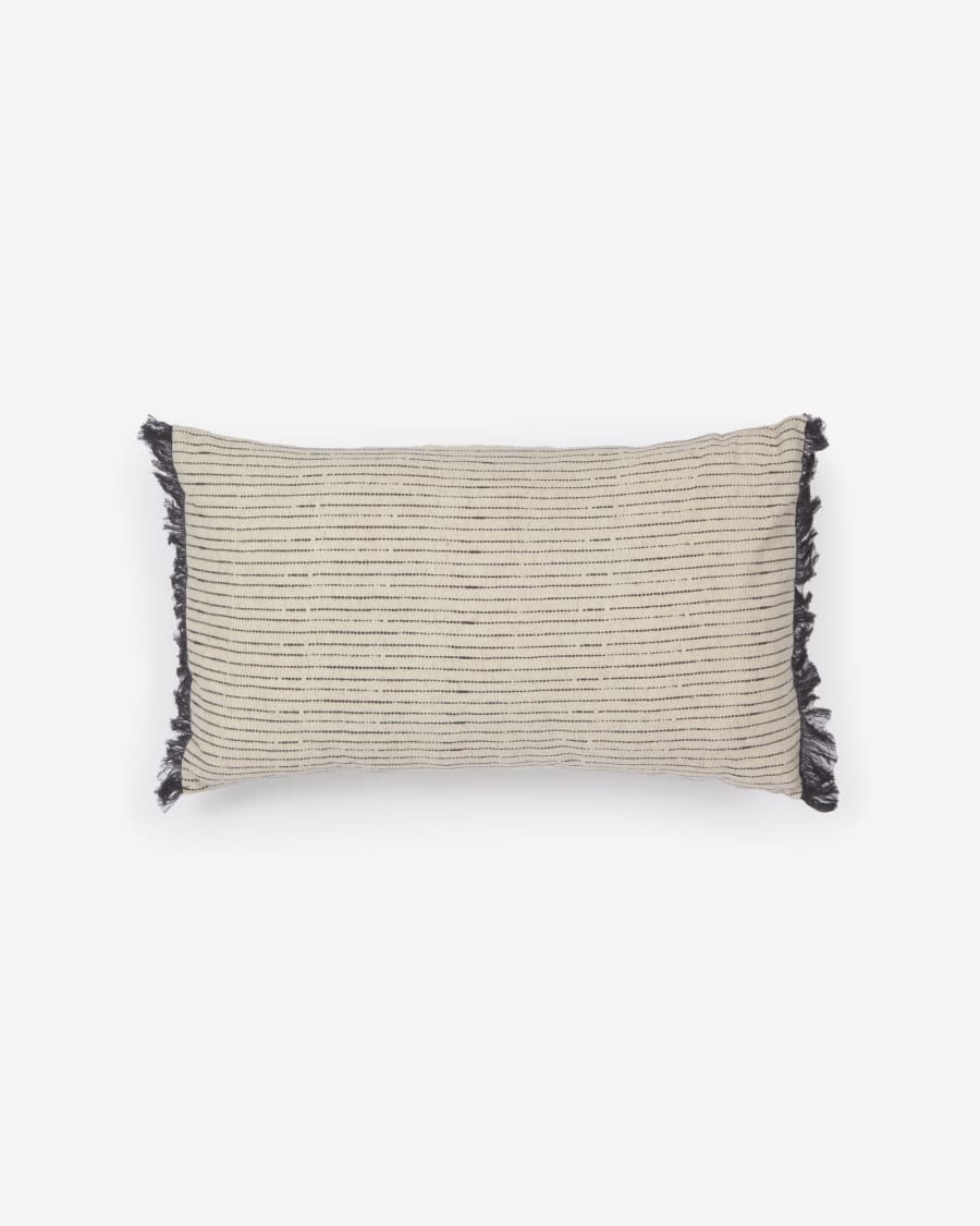 Brigida cotton and linen cushion cover in beige and black 30 x 50 cm