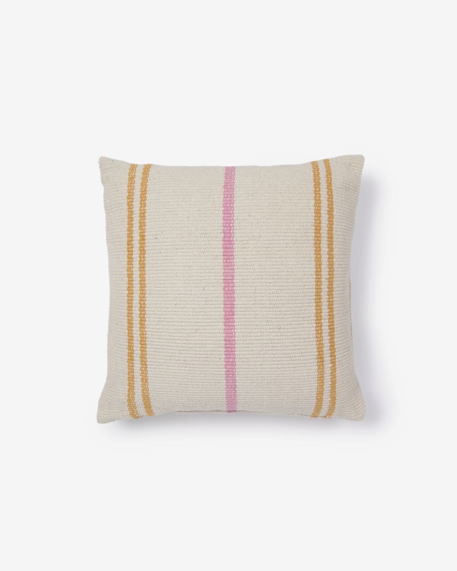 Marilina cushion cover 100% cotton in white and multicoloured stripes 45 x 45 cm