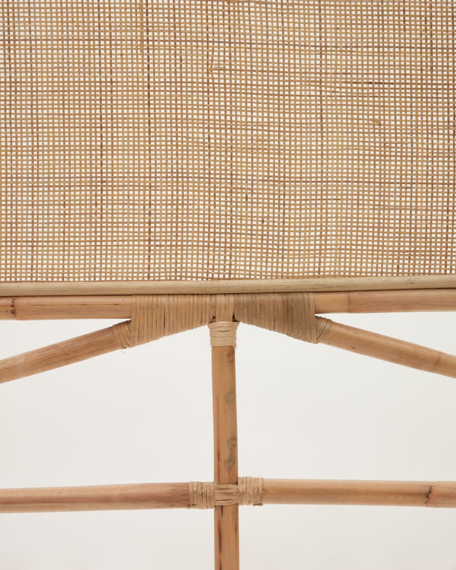 Quiterie round rattan headboard with a natural finish, 150/160 cm