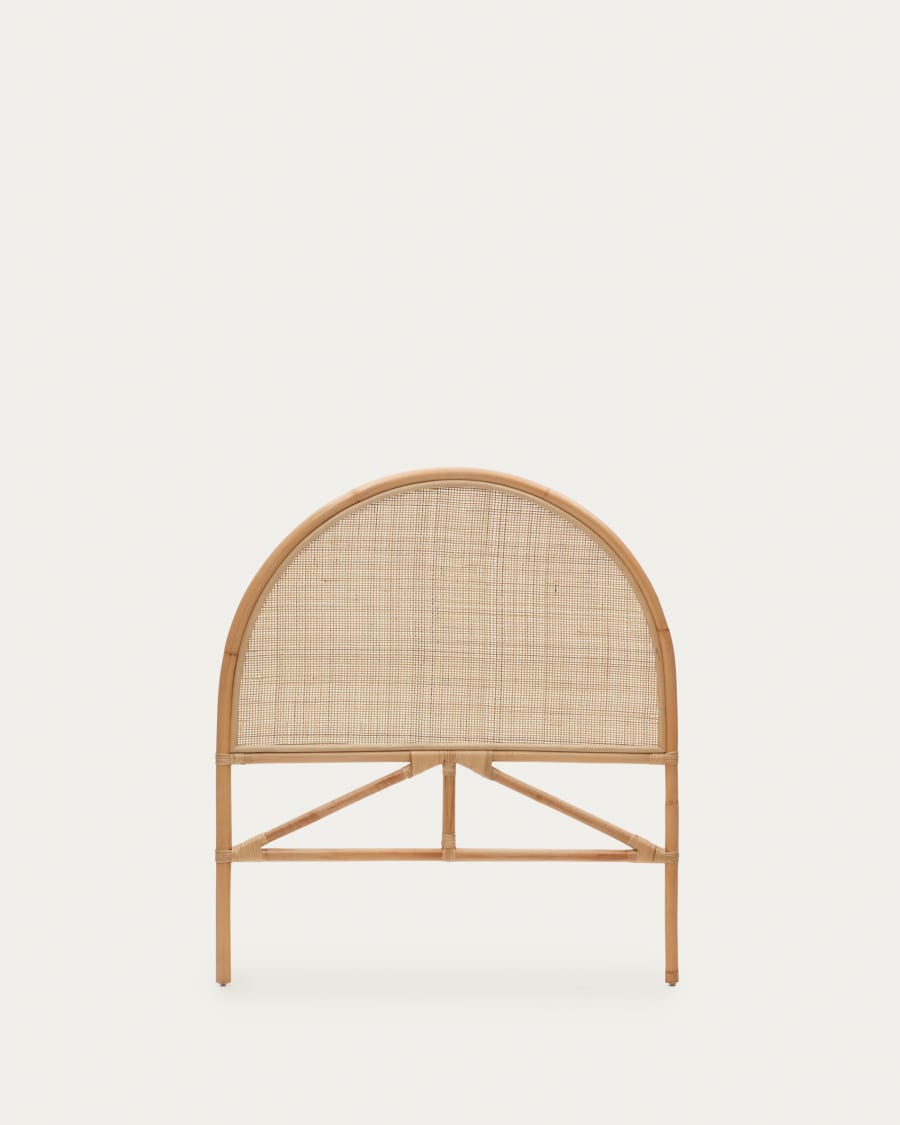 Quiterie round rattan headboard with a natural finish, 90 cm