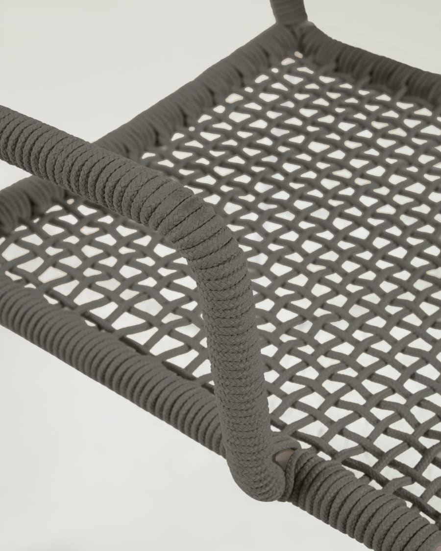 Cailin stackable chair in green cord with galvanised steel legs painted dark green