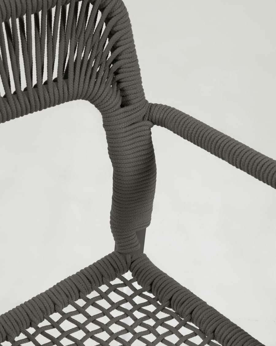 Cailin stackable chair in green cord with galvanised steel legs painted dark green