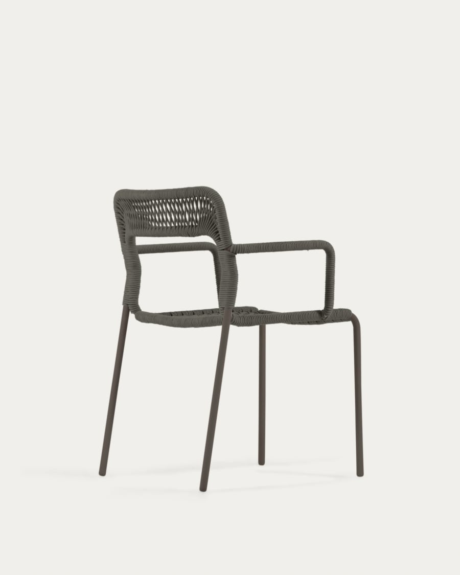 Cailin stackable chair in green cord with galvanised steel legs painted dark green