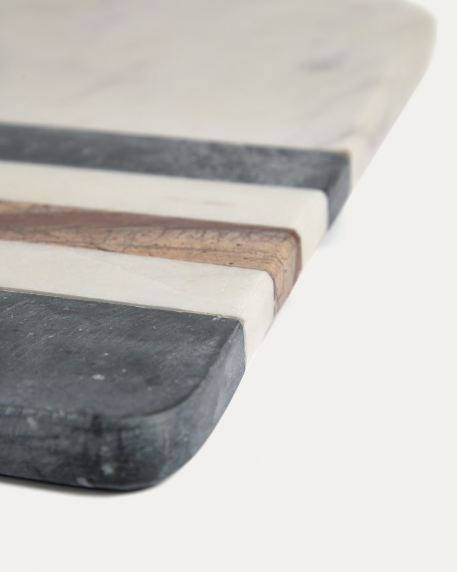 Saskia serving board in white, brown and green marble