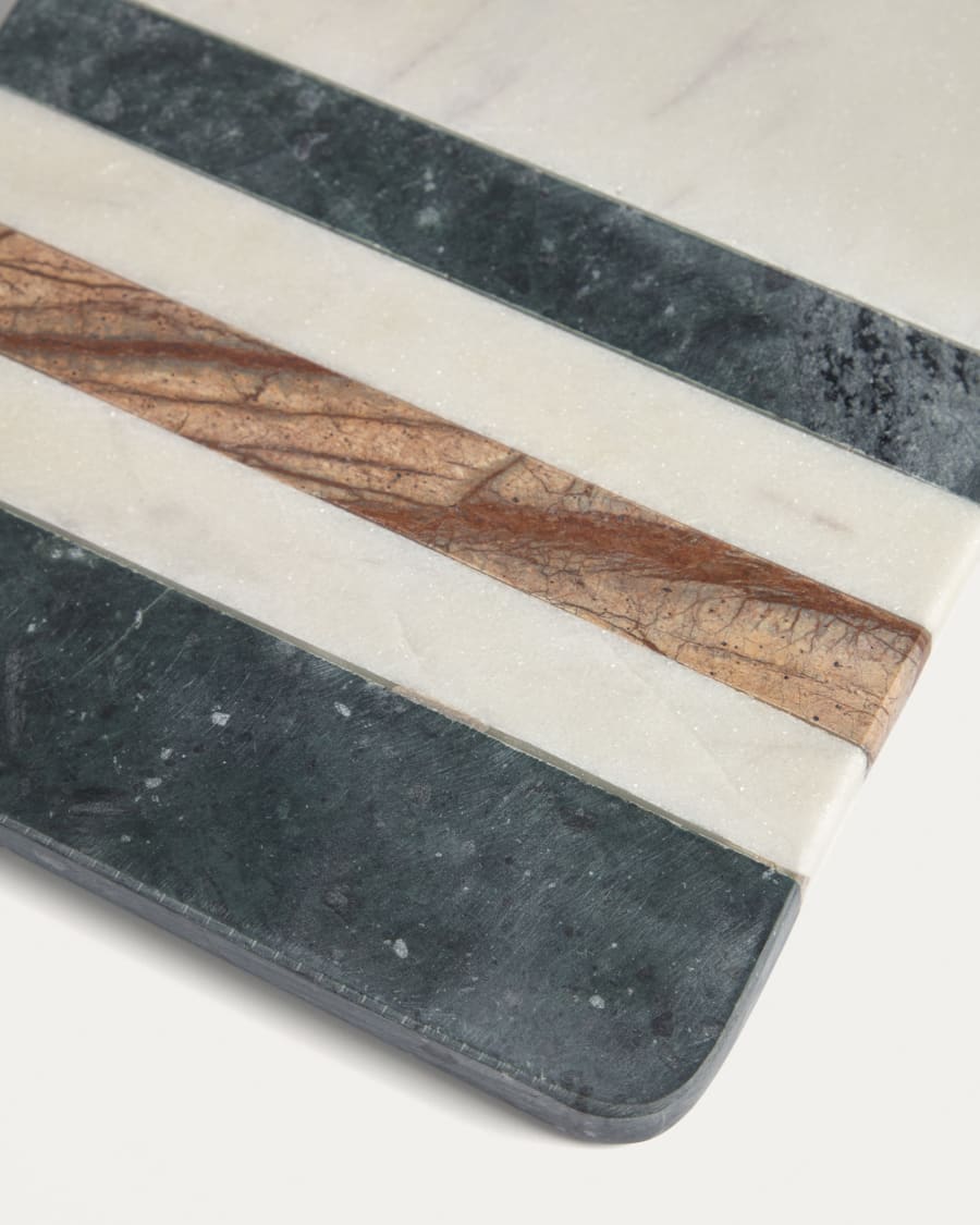 Saskia serving board in white, brown and green marble