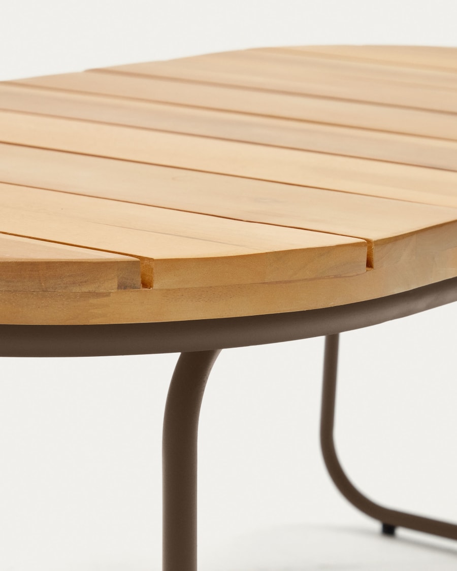 Salguer outdoor coffee table in solid acacia & brown steel, Ø 100 x 50 cm FSC 100%