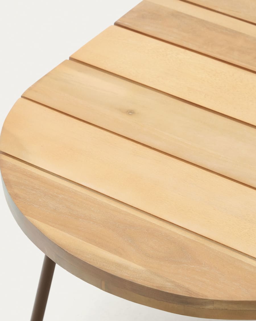 Salguer outdoor coffee table in solid acacia & brown steel, Ø 100 x 50 cm FSC 100%