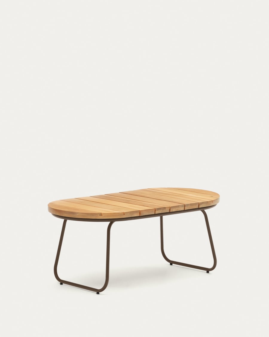 Salguer outdoor coffee table in solid acacia & brown steel, Ø 100 x 50 cm FSC 100%