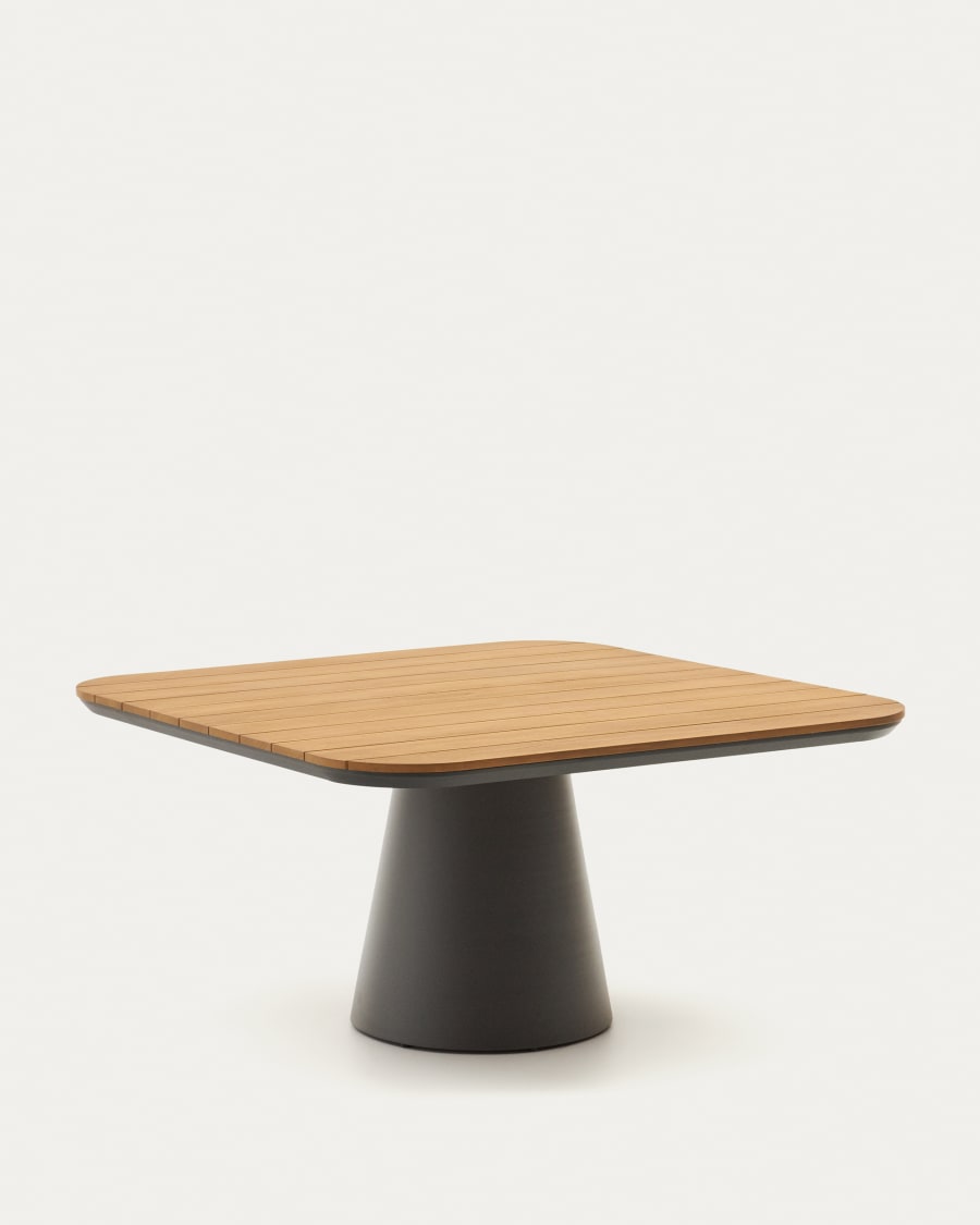 Tudons outdoor table in aluminium with a grey and teak finish, 148 x 148 cm FSC 100%