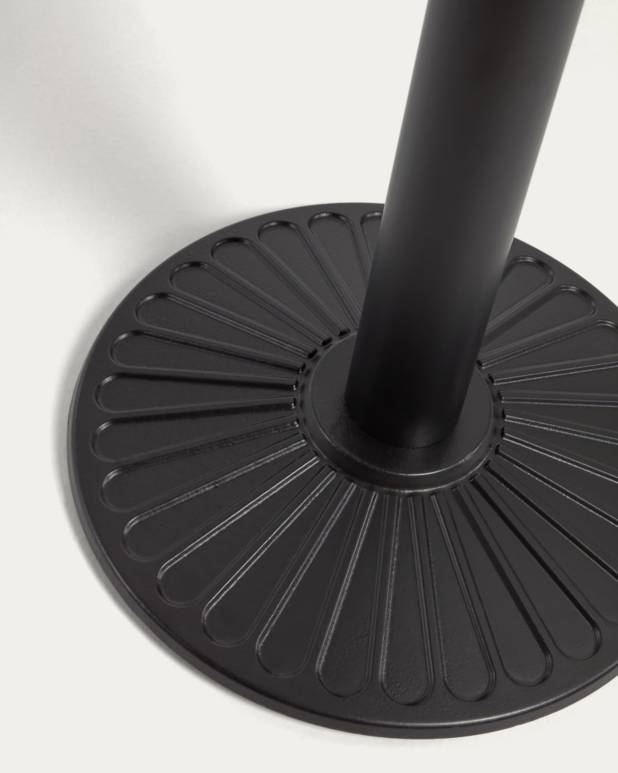 Tiaret circular outdoor table in white with metal legs and a black painted finish, Ø 68 cm