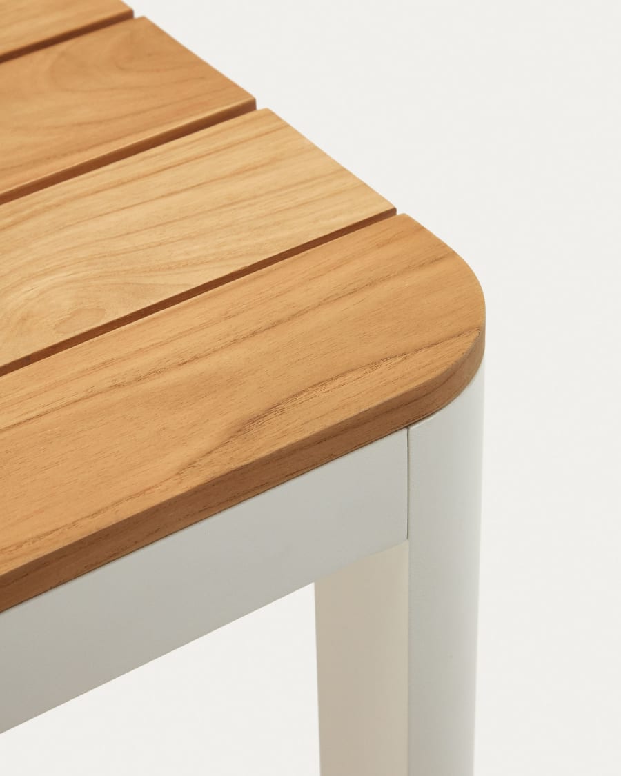 Bona aluminium and solid teak table, 100% outdoor suitable with white finish, 200 x 100 cm