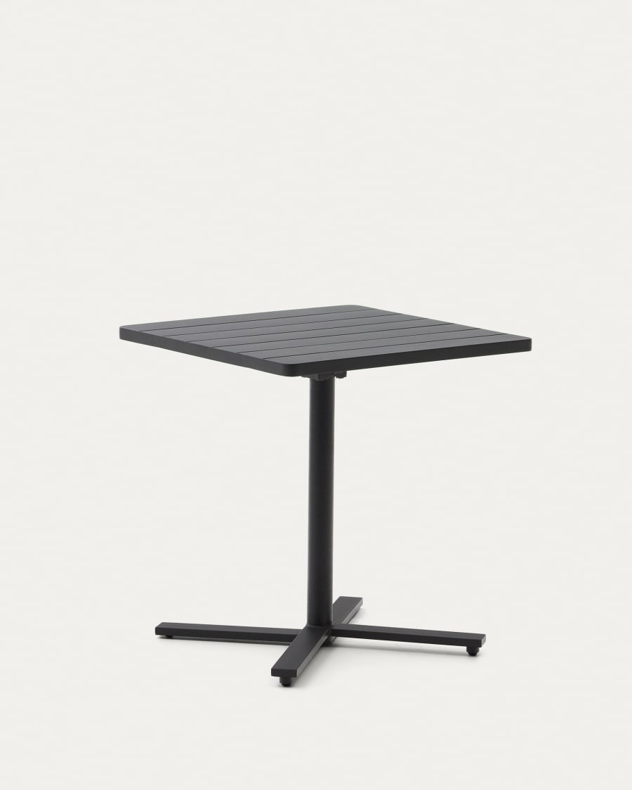 Torreta folding outdoor table made of aluminum with dark grey finish 70 x 70 cm Kave Home International
