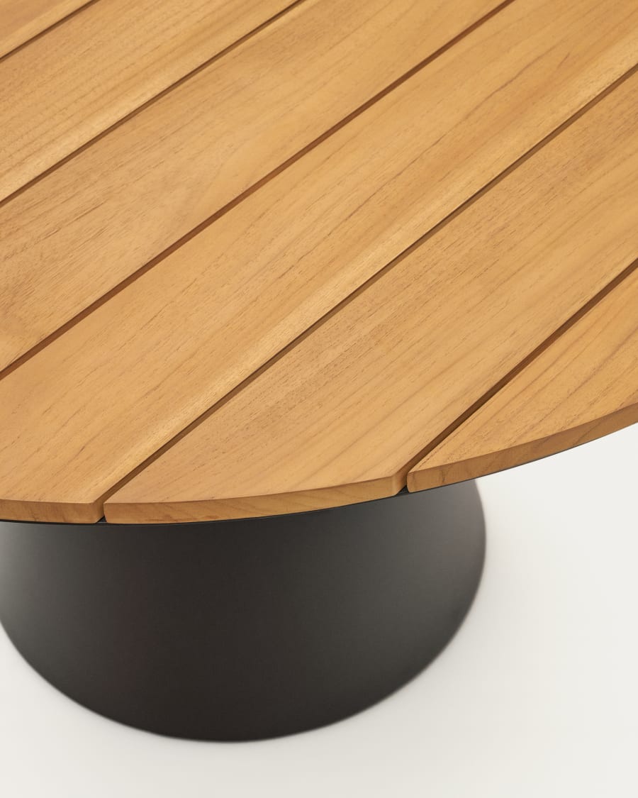 Tudons round outdoor table in aluminium in a grey and teak finish, Ø120 cm FSC 100%