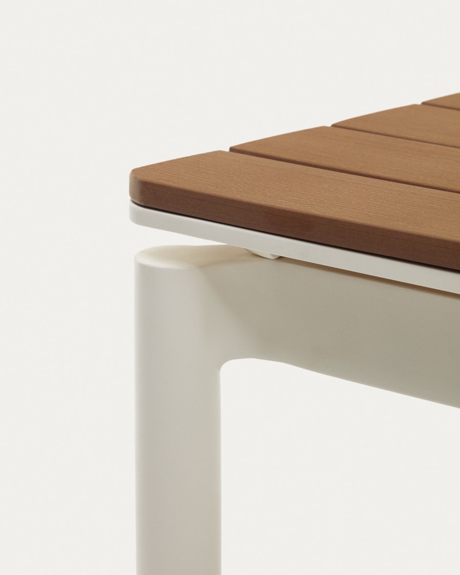 Canyelles extendable outdoor table, plastic lumber and matte white aluminium, 180 (240) x 100 cm