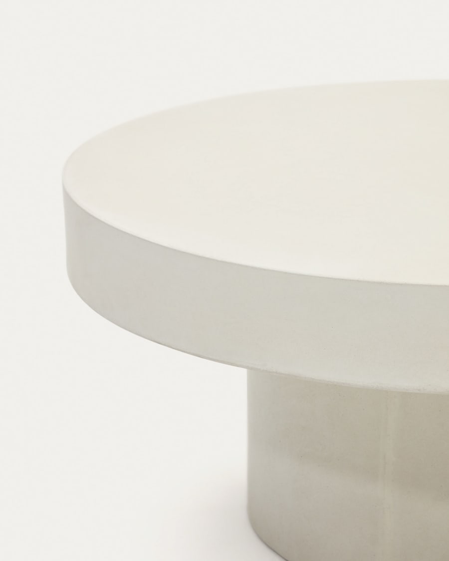 Aiguablava round coffee table in white cement, Ø 90 cm
