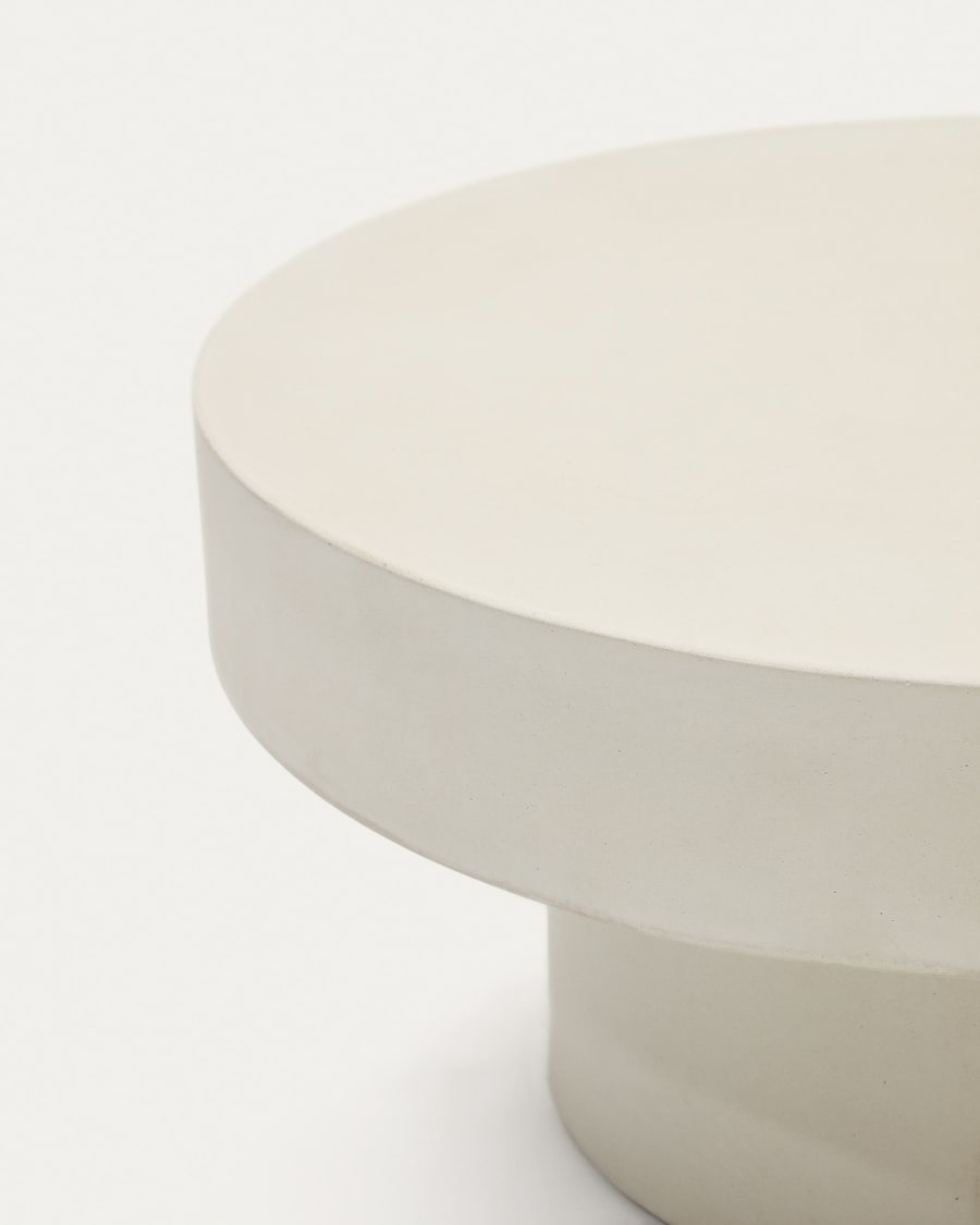 Aiguablava round coffee table in white cement, Ø 66 cm