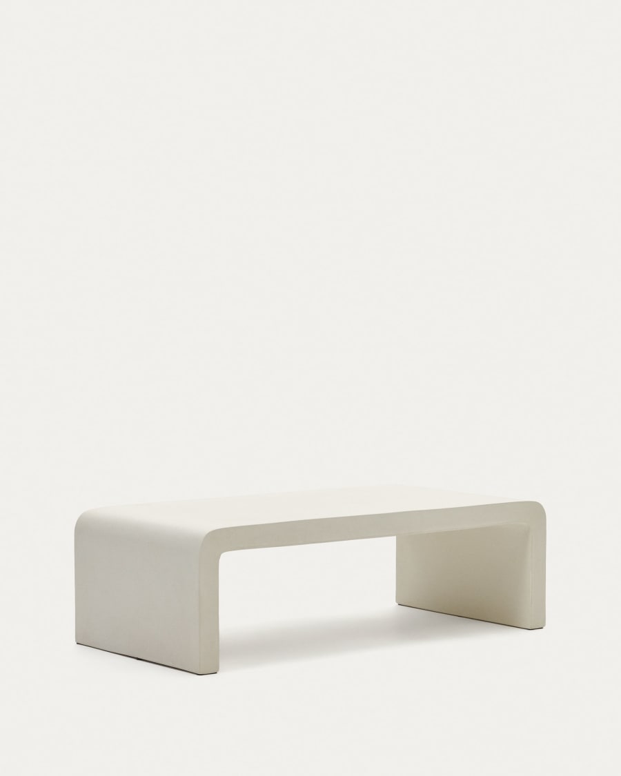 Aiguablava coffee table in white cement, 135 x 65 cm