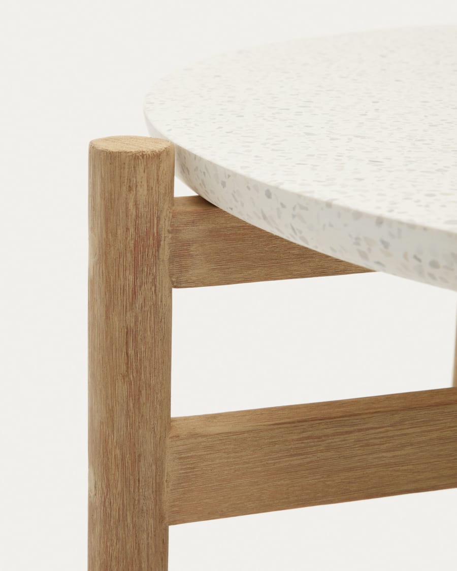 Pola solid eucalyptus wood and cement coffee table, Ø 84,4 cm FSC
