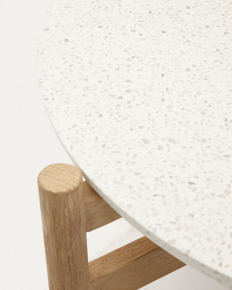 Pola solid eucalyptus wood and cement coffee table, Ø 84,4 cm FSC