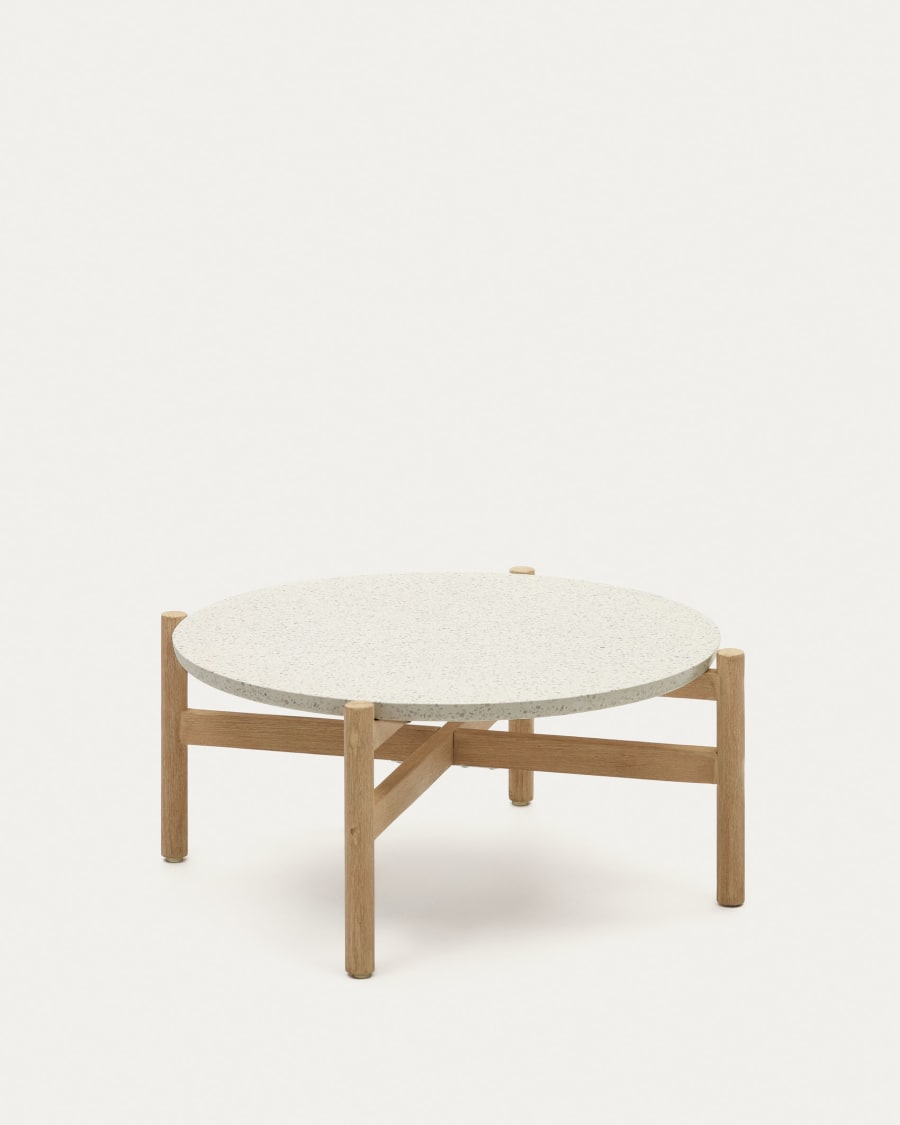 Pola solid eucalyptus wood and cement coffee table, Ø 84,4 cm FSC