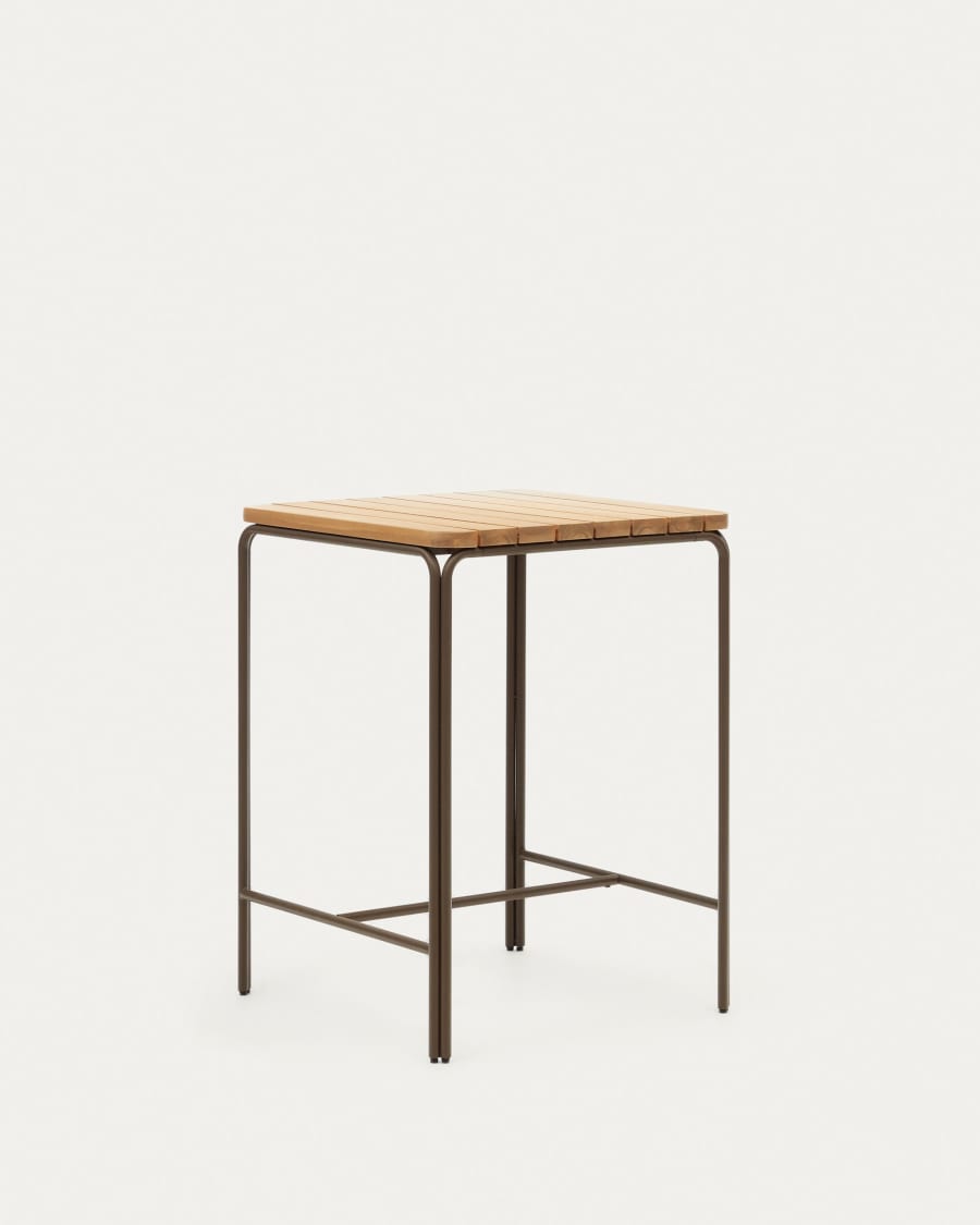 Salguer solid acacia & brown steel bar table, outdoor suitable, 70 x 70 cm FSC 100%