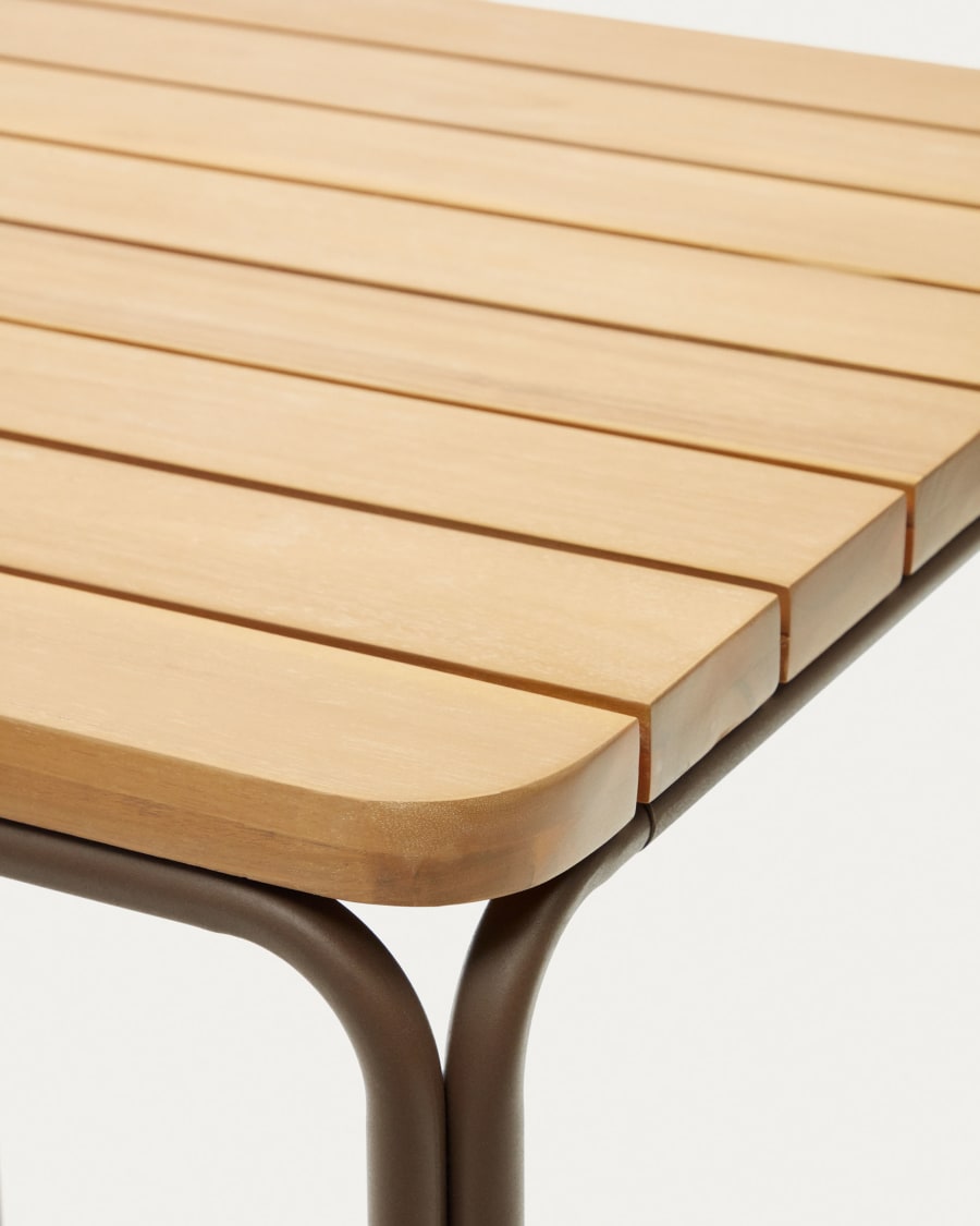 Salguer solid acacia & brown steel bar table, outdoor suitable, 70 x 70 cm FSC 100%