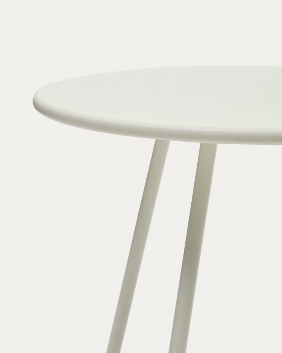 Montjoi round outdoor table in steel with a white finish, Ø 70 cm