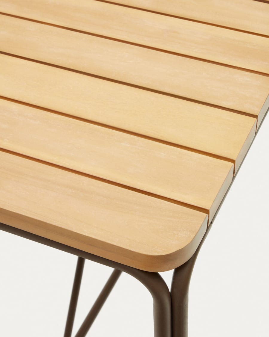 Salguer solid acacia & brown steel bar table, outdoor suitable, 140 x 70 cm FSC 100%