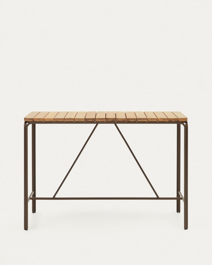 Salguer solid acacia & brown steel bar table, outdoor suitable, 140 x 70 cm FSC 100%