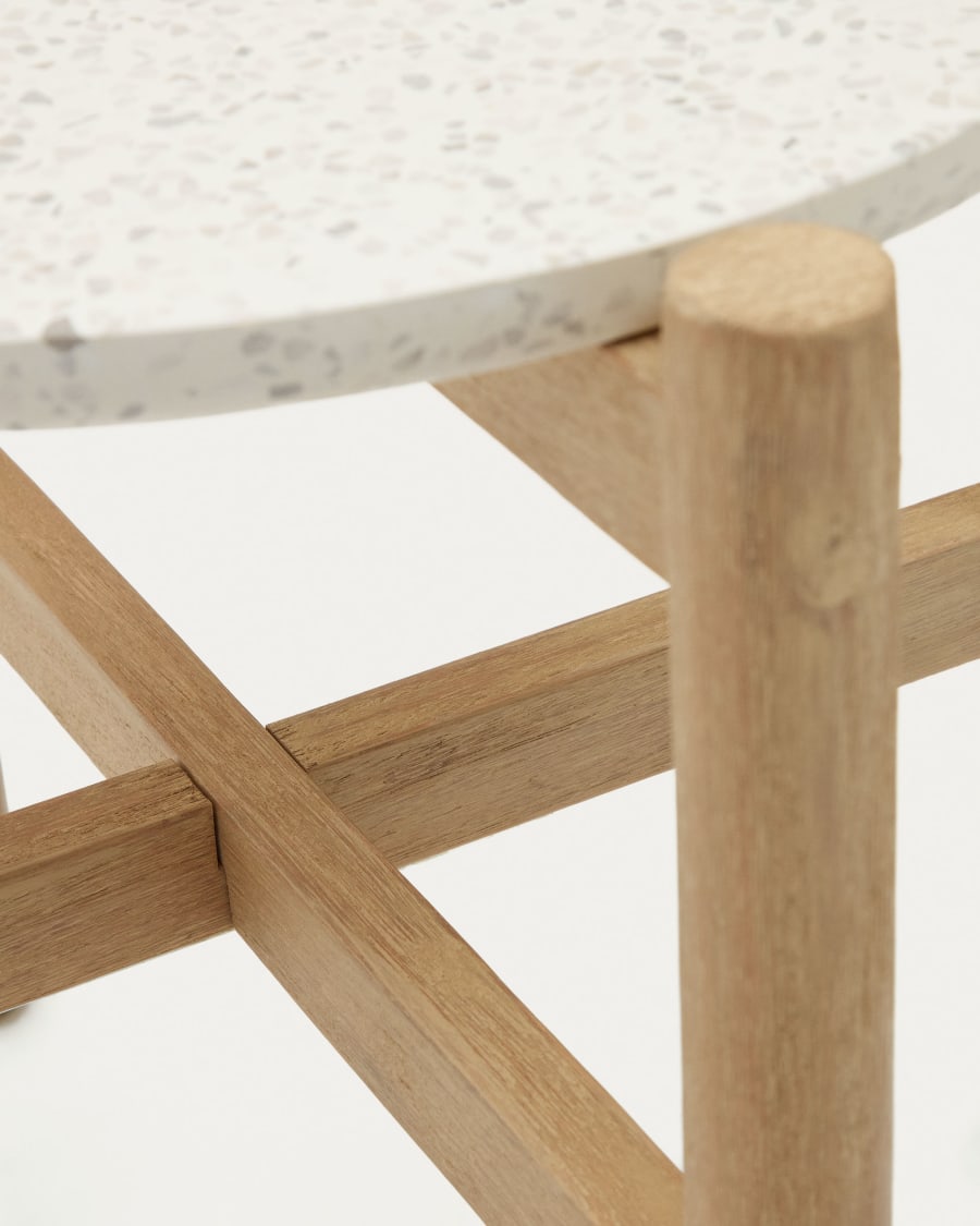 Pola cement and solid eucalyptus wood side table, Ø 50 cm FSC