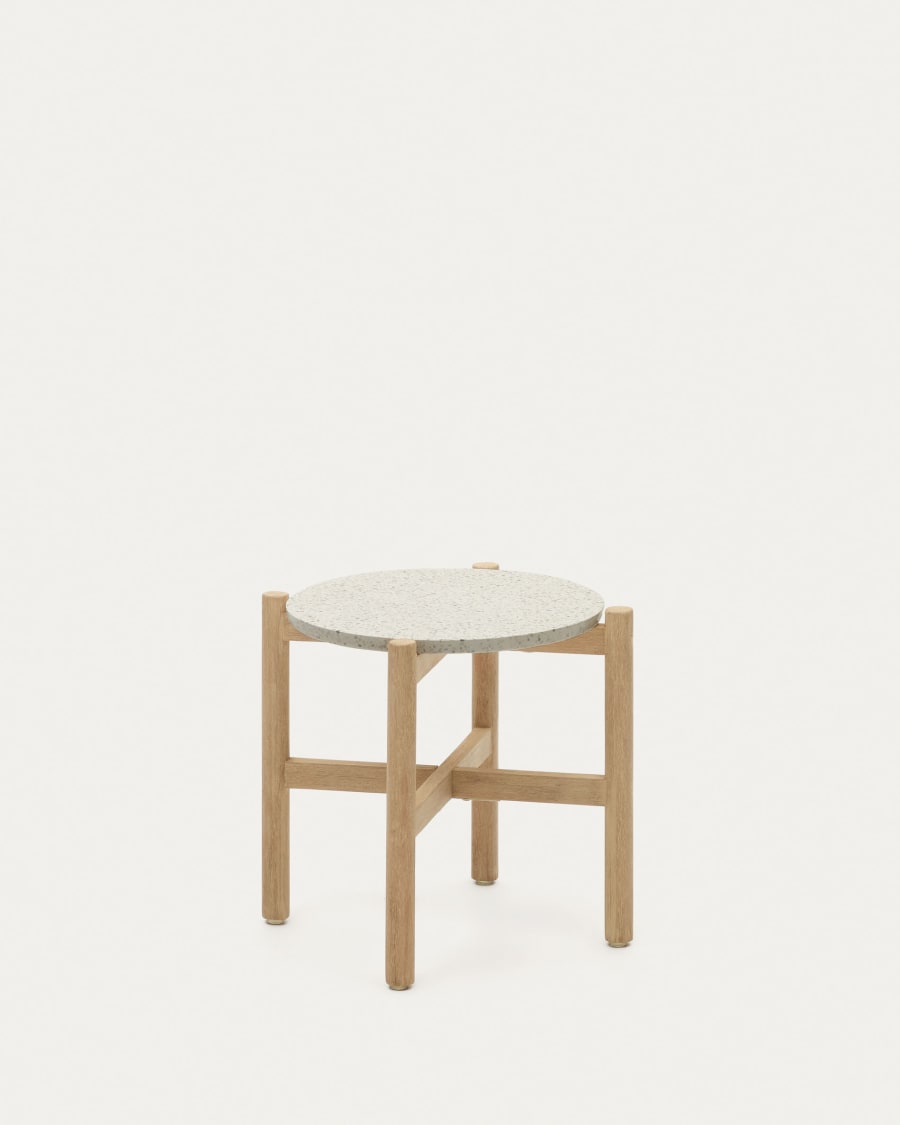 Pola cement and solid eucalyptus wood side table, Ø 50 cm FSC