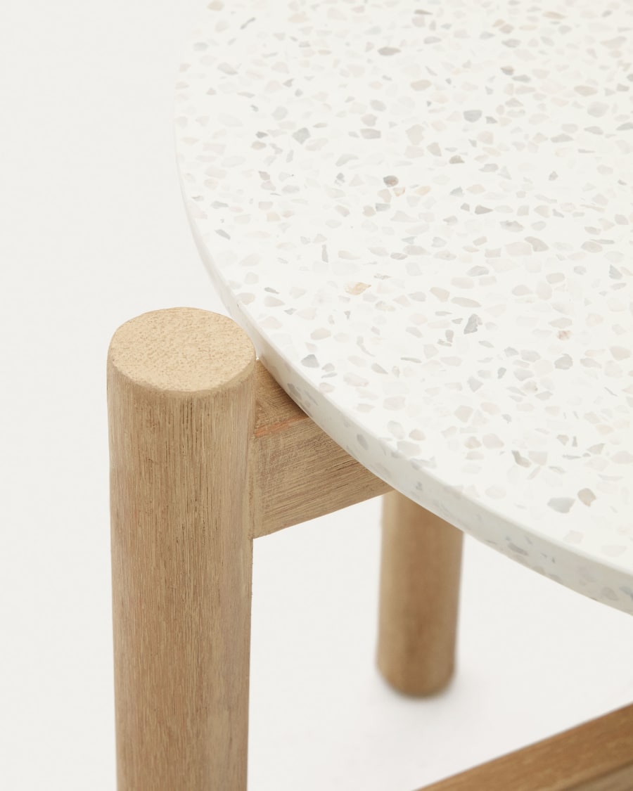 Pola cement and solid eucalyptus wood side table, Ø 50 cm FSC