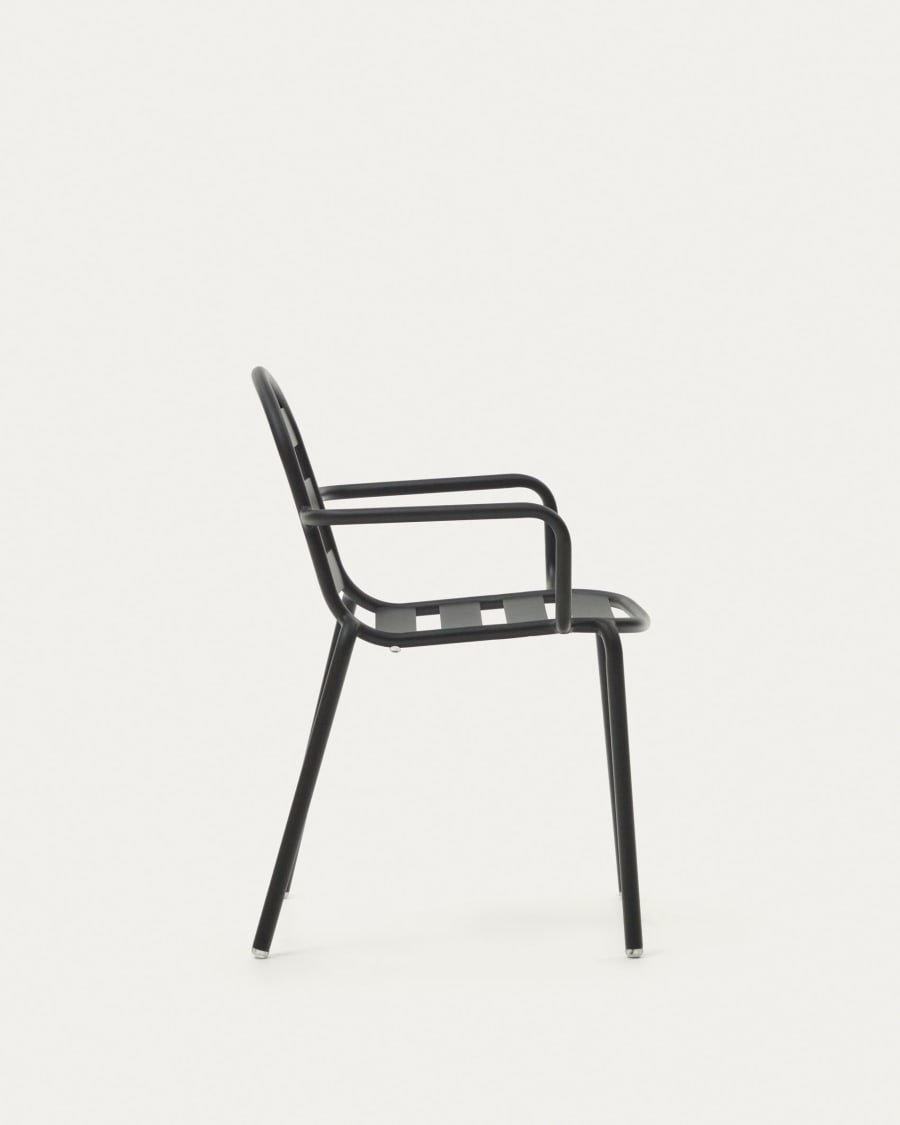 Joncols stackable outdoor aluminium chair with a powder coated grey finish
