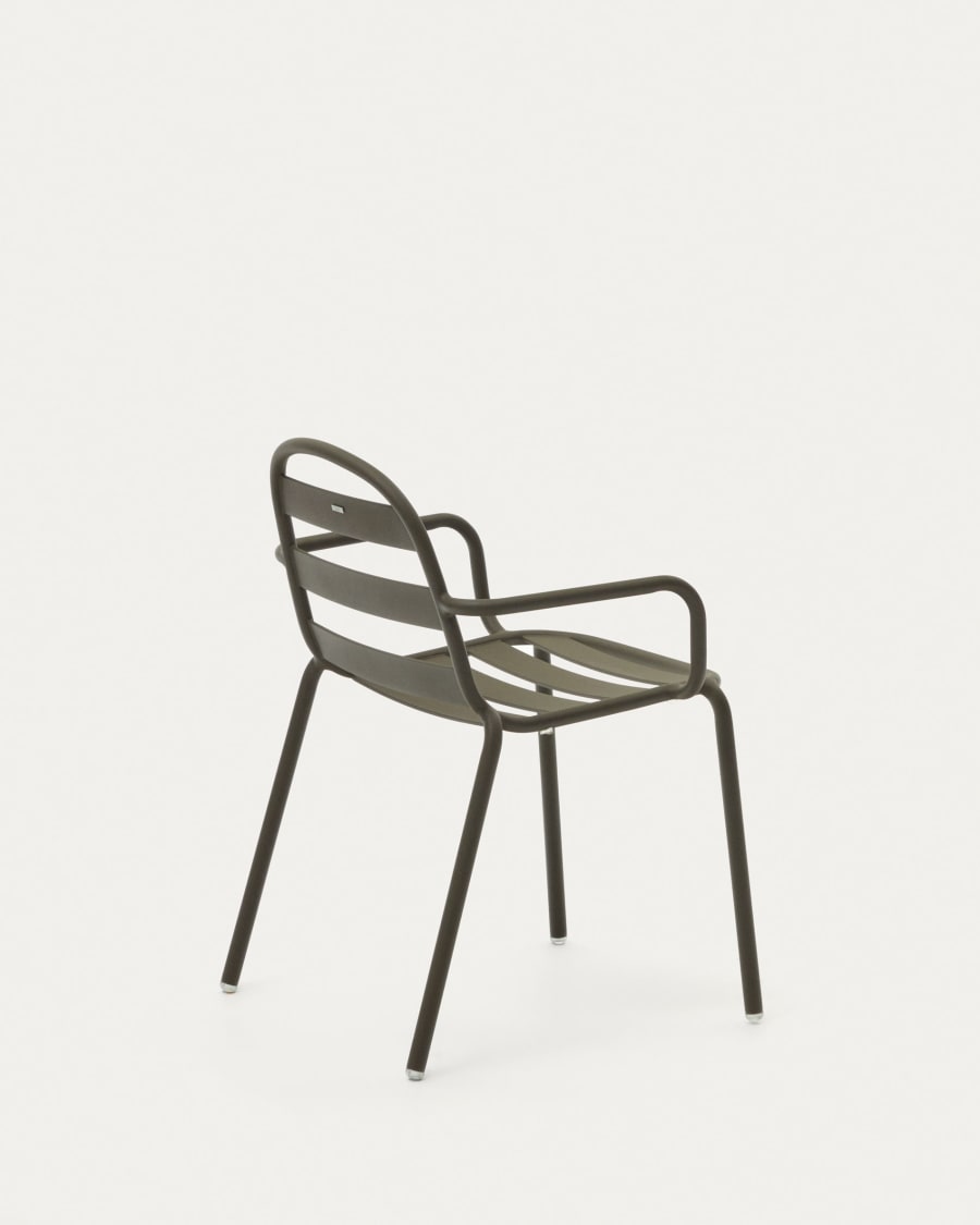 Joncols stackable outdoor aluminium chair with a powder coated green finish