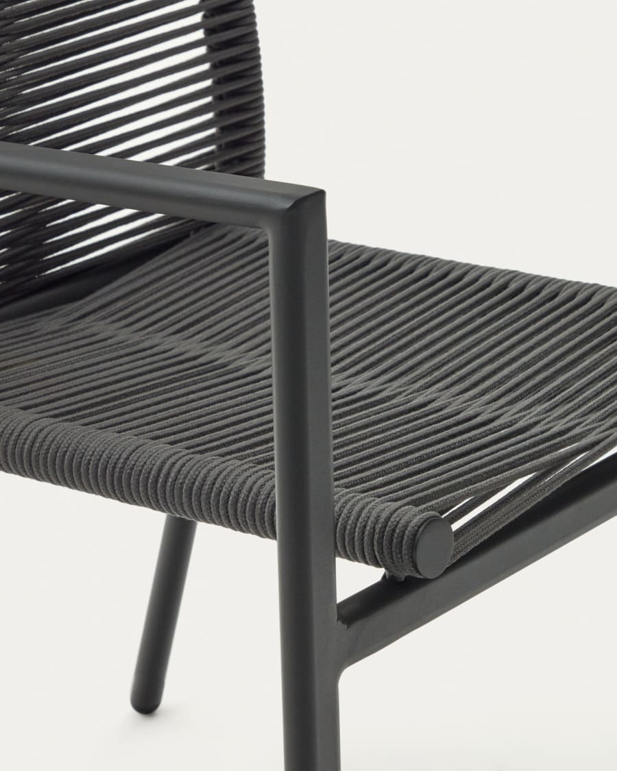Culip aluminium and cord stackable outdoor chair in grey